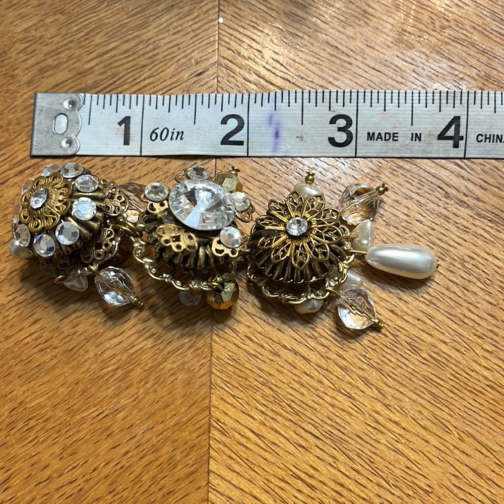Vintage Patrice Joy Rosen Gold Tone Earrings - Picture 2 of 2